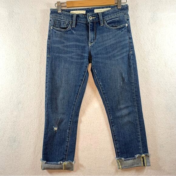 PILCRO by Anthropologie‎ Boyfriend Slim Cropped Jeans Raw Hem Cuffed READ - Picture 1 of 15